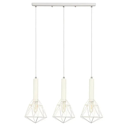 WHITEBAND White Iron Cage 3 Light Bar Pendant - WHITEBAND1X3-Island Pendant Lights-CLA Lighting
