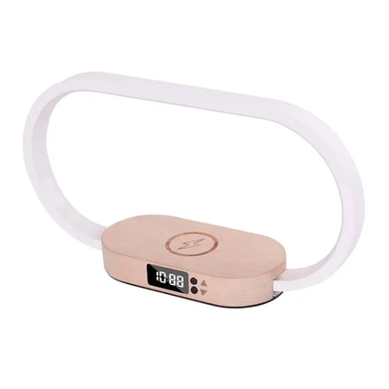Oval wireless charging table lamp with digital clock and dimmable bedside light