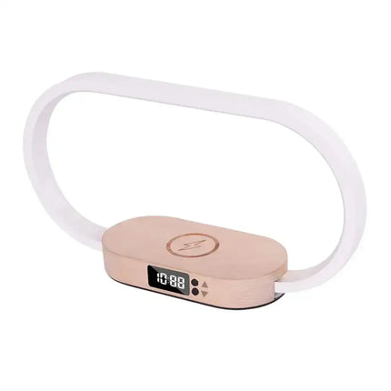 Oval wireless charging table lamp with digital clock and dimmable bedside light