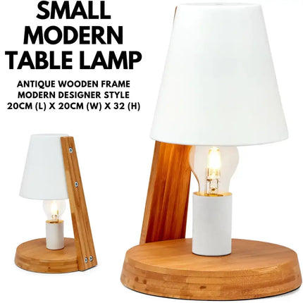Modern desk lamp with a wooden base and metal shade from Wooden Base Modern Desk Lamp collection