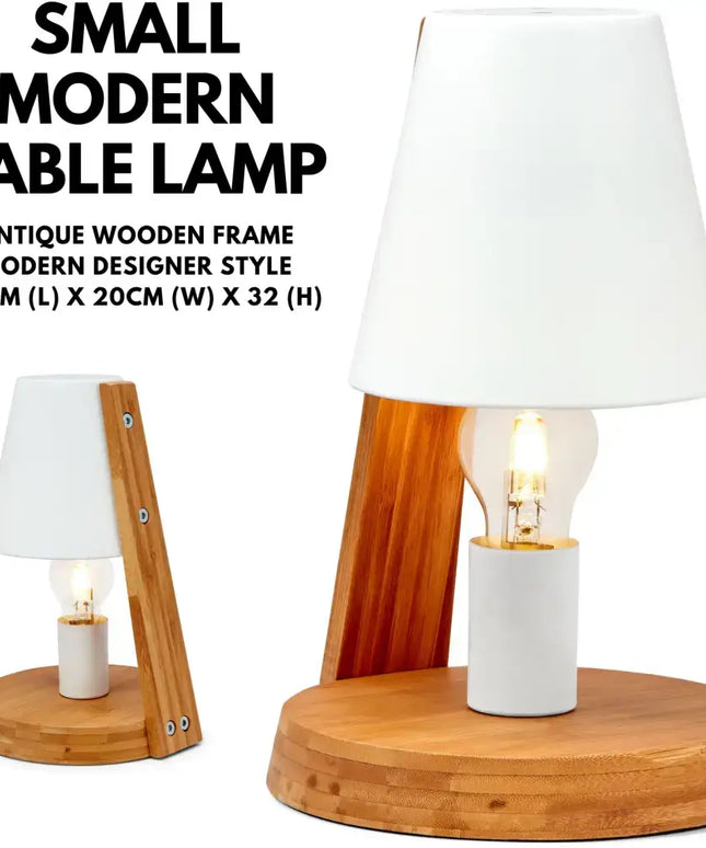 Modern desk lamp with a wooden base and metal shade from Wooden Base Modern Desk Lamp collection