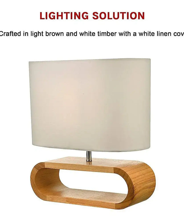 Wooden Modern Table Lamp Timber Bedside Lighting Desk Reading Light Brown White-Home & Garden > Lighting-Koala Lamps and Lighting