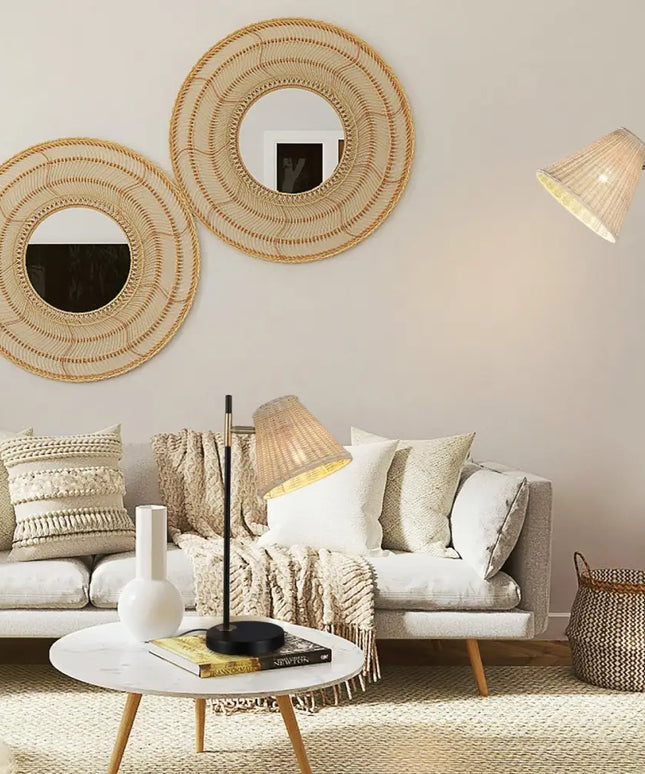 Yvette Rattan Table Lamp-Home & Garden > Lighting-Koala Lamps and Lighting
