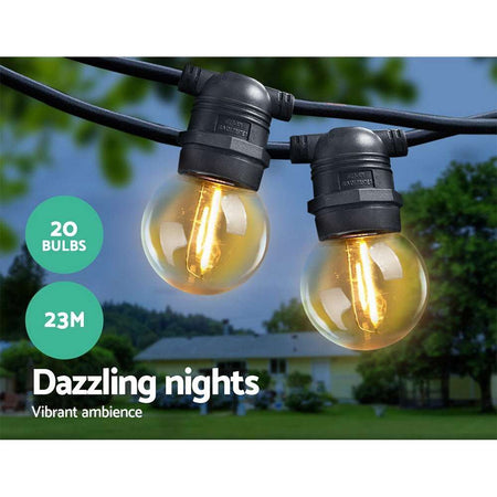 23m LED Festoon String Lights 20 G45 Bulbs Plug in Kits Dropli, Occasions > Lights, jingle-jollys-23m-led-festoon-string-lights-20-bulbs-kits-wedding-party-christmas-g45