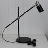 Charlie Desk Lamp Black and Brushed Chrome (With Globe)-TABLE AND FLOOR LAMPS-Oriel