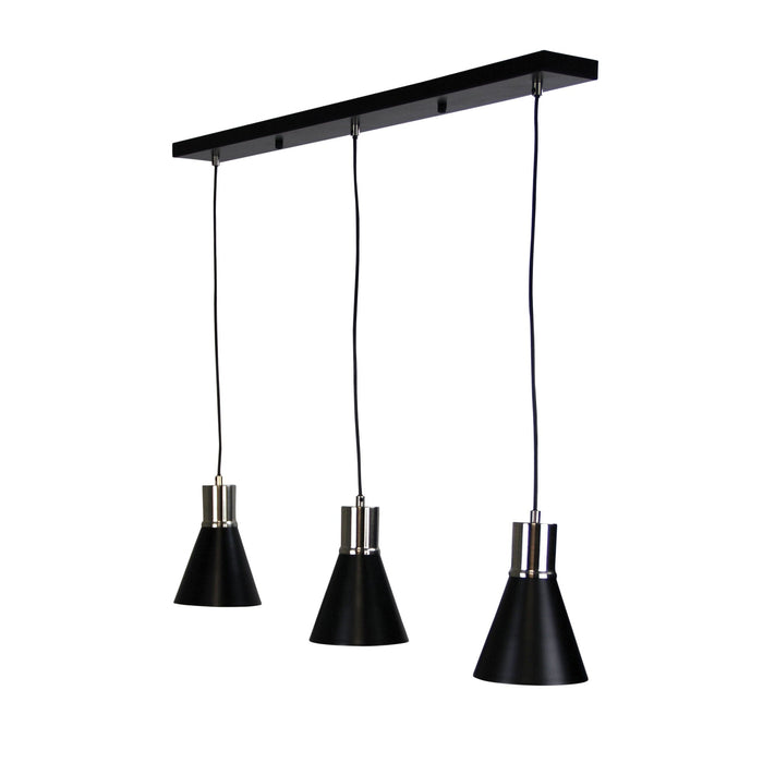 Como 3 Light Pendant Brushed Chrome & Black - OL67513BC-Island Pendant Lights-Oriel Lighting