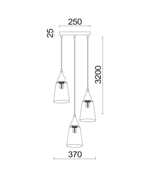 Interior Ellipse Glass Shape 3 Light Cluster Pendant Bronze Amber - JEREZ1X3R-Cluster Pendants-CLA Lighting