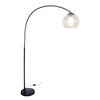 Over 1 Light Floor Lamp Arc Black With Acrylic Shade - SL91207BK-Floor Lamps-Oriel Lighting