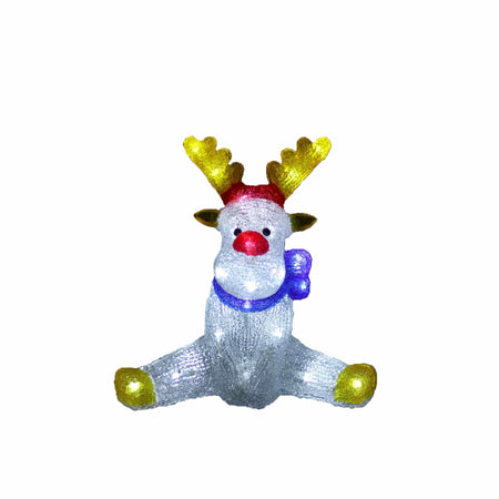 Acrylic Sitting Red Nose Reindeer - H30cm-Christmas Figure-Lexi Lighting