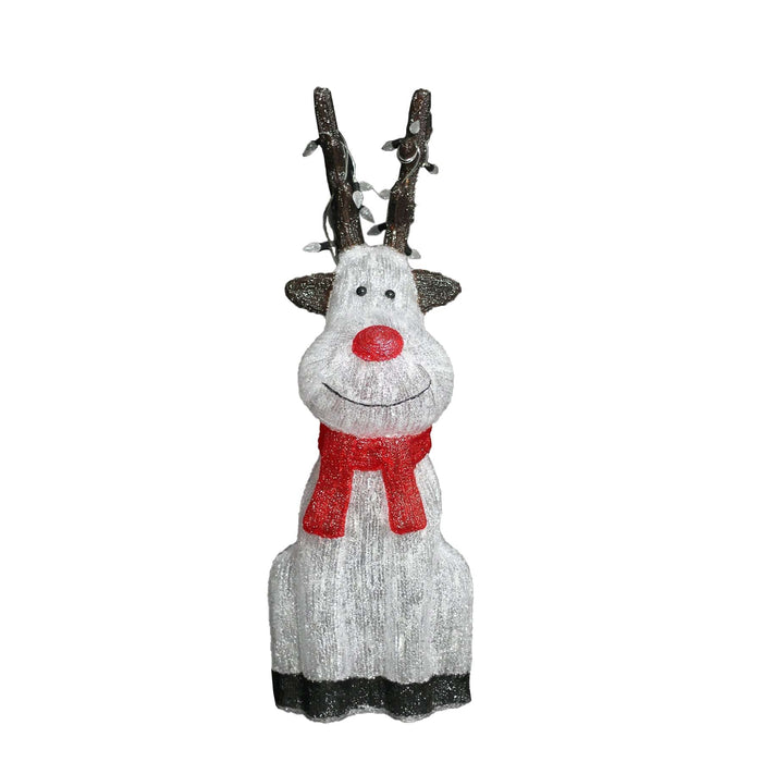 Acrylic Sitting Red Nose Reindeer with Christmas Lights - 2 Sizes-Christmas Figure-Lexi Lighting