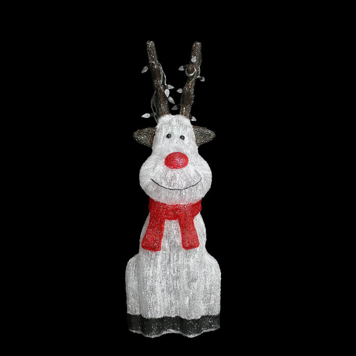 Acrylic Sitting Red Nose Reindeer with Christmas Lights - 2 Sizes-Christmas Figure-Lexi Lighting