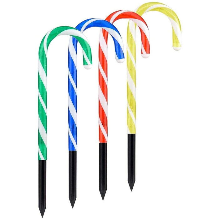 Solar Power Set of 4 Small Candy Cane - 2 Colour Options-Christmas Path Light-Lexi Lighting