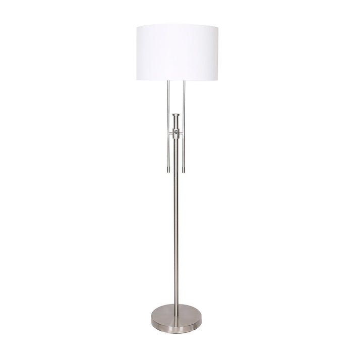 Sarantino Brushed Nickel Height-Adjustable Metal Floor Lamp-Home & Garden > Lighting-Koala Lamps and Lighting