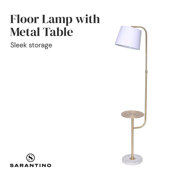 Sarantino Marble & Metal End Table Top Floor Lamp-Home & Garden > Lighting-Koala Lamps and Lighting