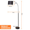 Sarantino Metal Arc Arm Floor Lamp Shade Black-Home & Garden > Lighting-Koala Lamps and Lighting