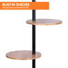 Sarantino Metal Floor Lamp Shade with Black Post in Round Wood Shelves-Home & Garden > Lighting-Koala Lamps and Lighting